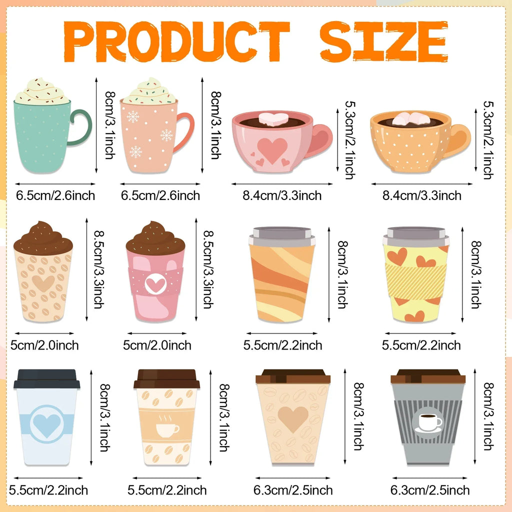 24 Pack Coffee Cup Sticky Notes -Cute Self Sticky Notepads Self-Stick Memo Pads Sticky Note Pads For Coffee Lover Office School Oasis Select