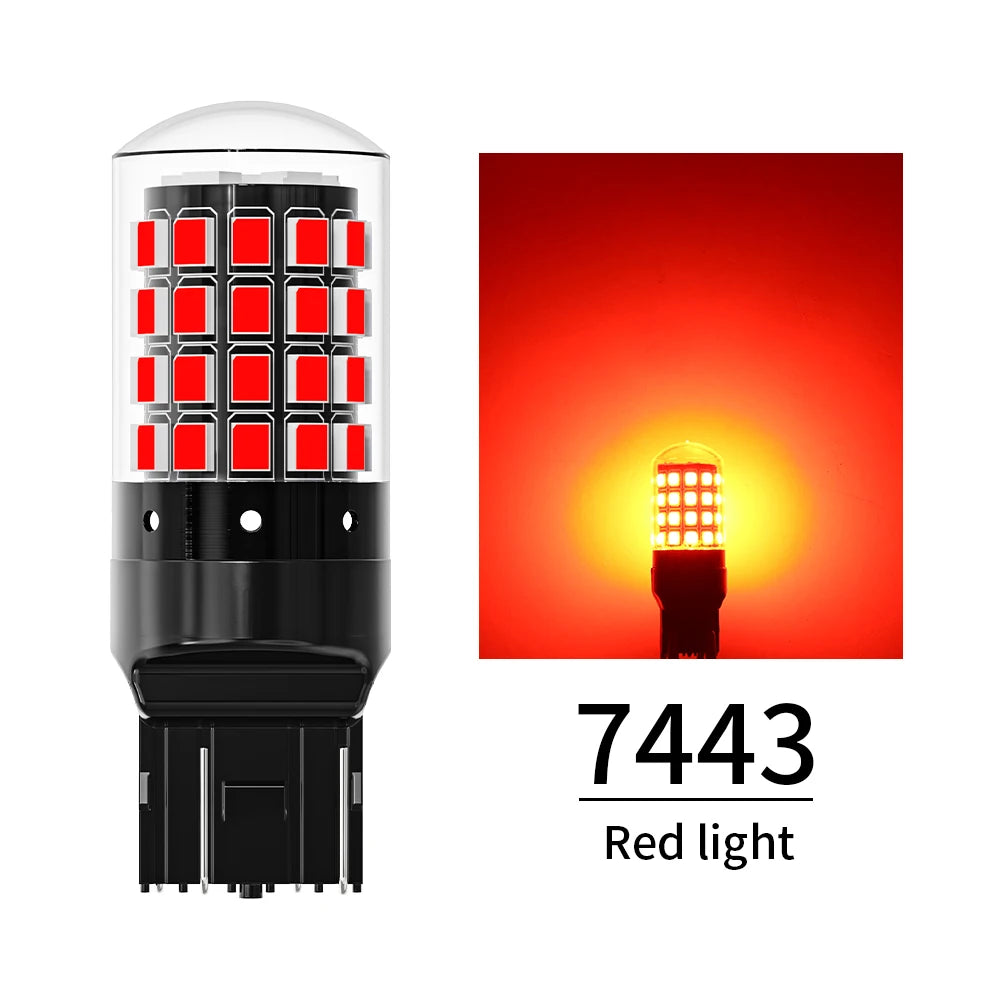 ASLENT 2-Pack 54-SMD LED Bulbs | Turn Signal Brake Reverse 12V Automotive LED Bulb Oasis Select 7443 W21-5W Red