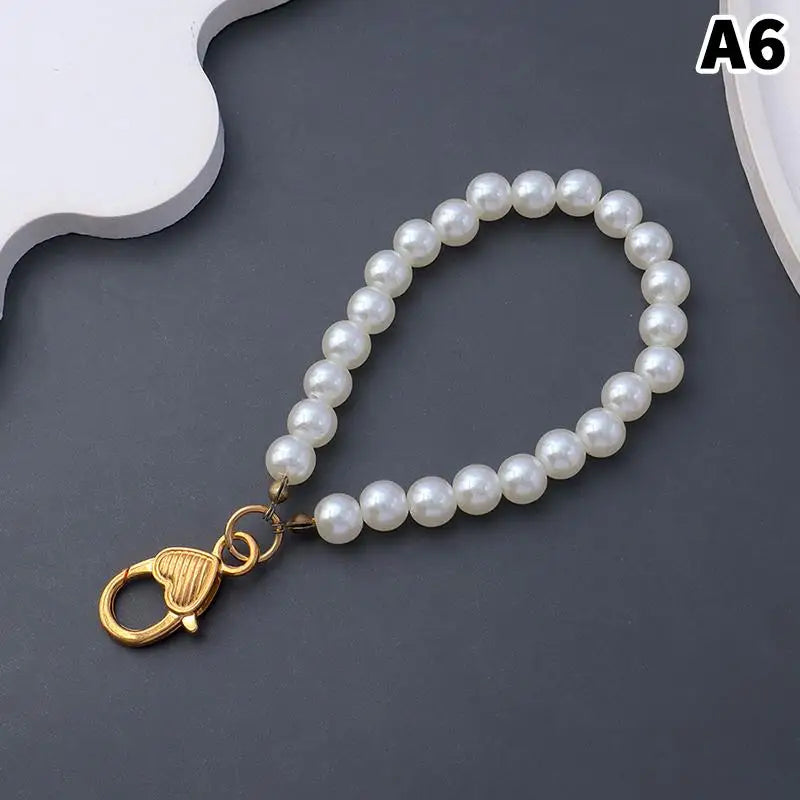 Simulated Pearl Keychain – Beaded Bag Charm & Phone Pendant