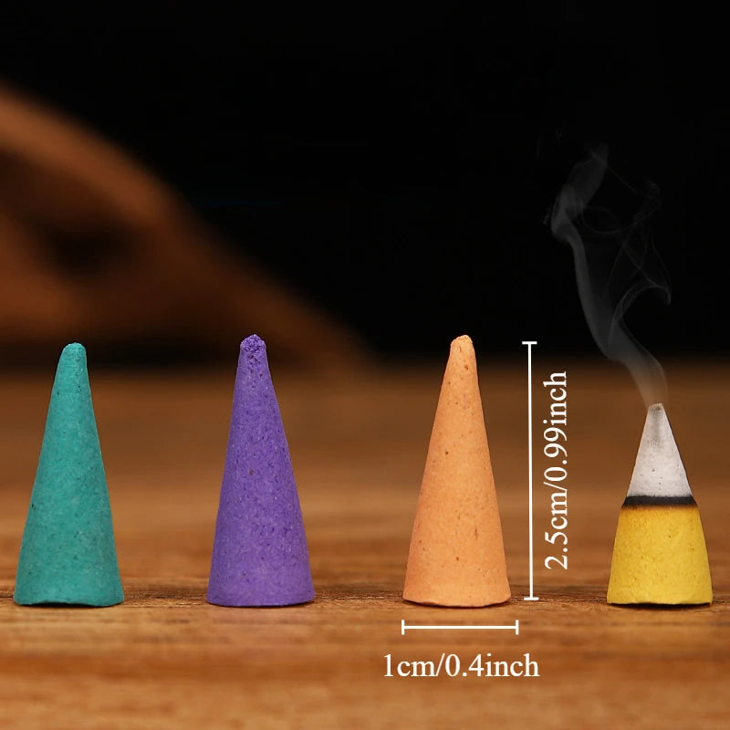 60Pcs Scented Incense Cones Anxiety Relief Fragrance Incense Cones Natural Scents Cones for Meditation Relaxation Sandalwood Oasis Select