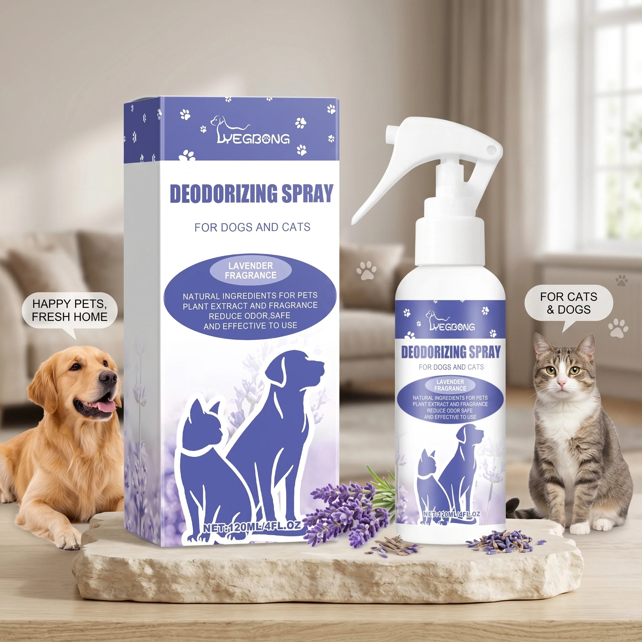 Pet Deodorizing Spray Lavender Scent Odor Eliminator for Dogs & Cats Lasting Freshing Reduce Pet Odor on Fur for Sofa Bedding Oasis Select Default Title