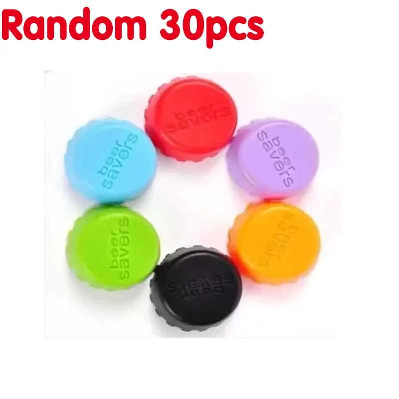 1/42Pcs Creative Silicone Beer Bottle Cap Preservative Cover Bottle Cover Vinegar Soy Corktail Lid Wine Savers Bar Accessories Oasis Select random 30pcs