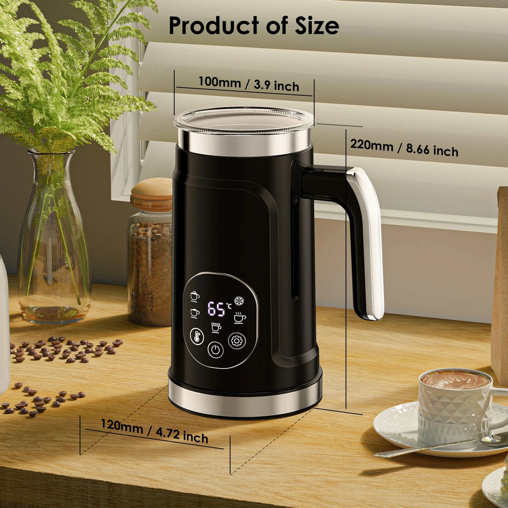 5-in-1 Milk Frother LED Touchscreen – Hot & Cold Foam Maker
