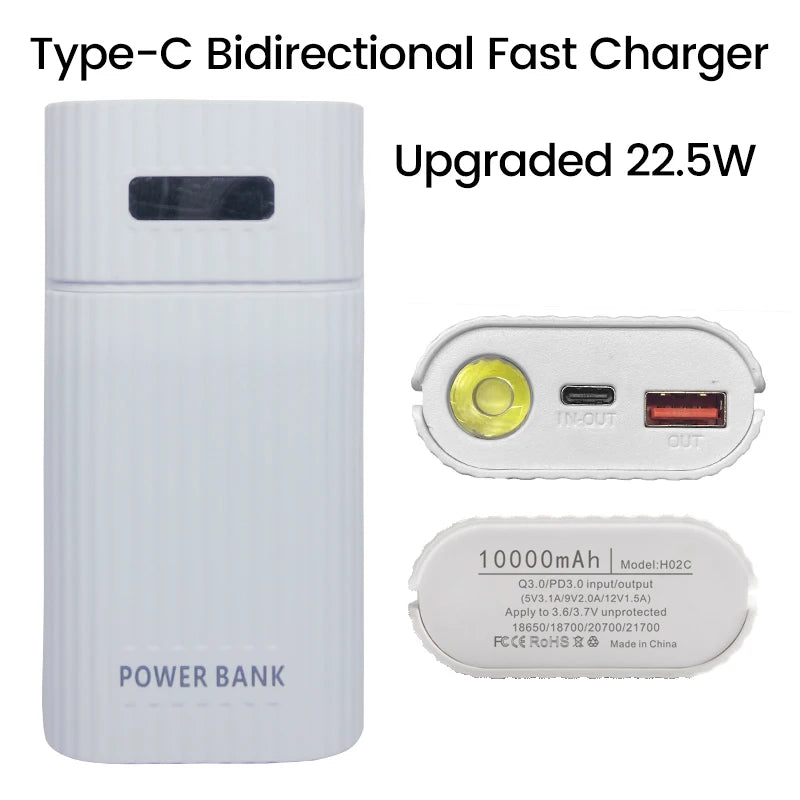 Power Bank Case for 18650/21700 Battery Pack No Soldering Fast Charging Charger DIY USB Power Bank for Cellohone Oasis Select Type F