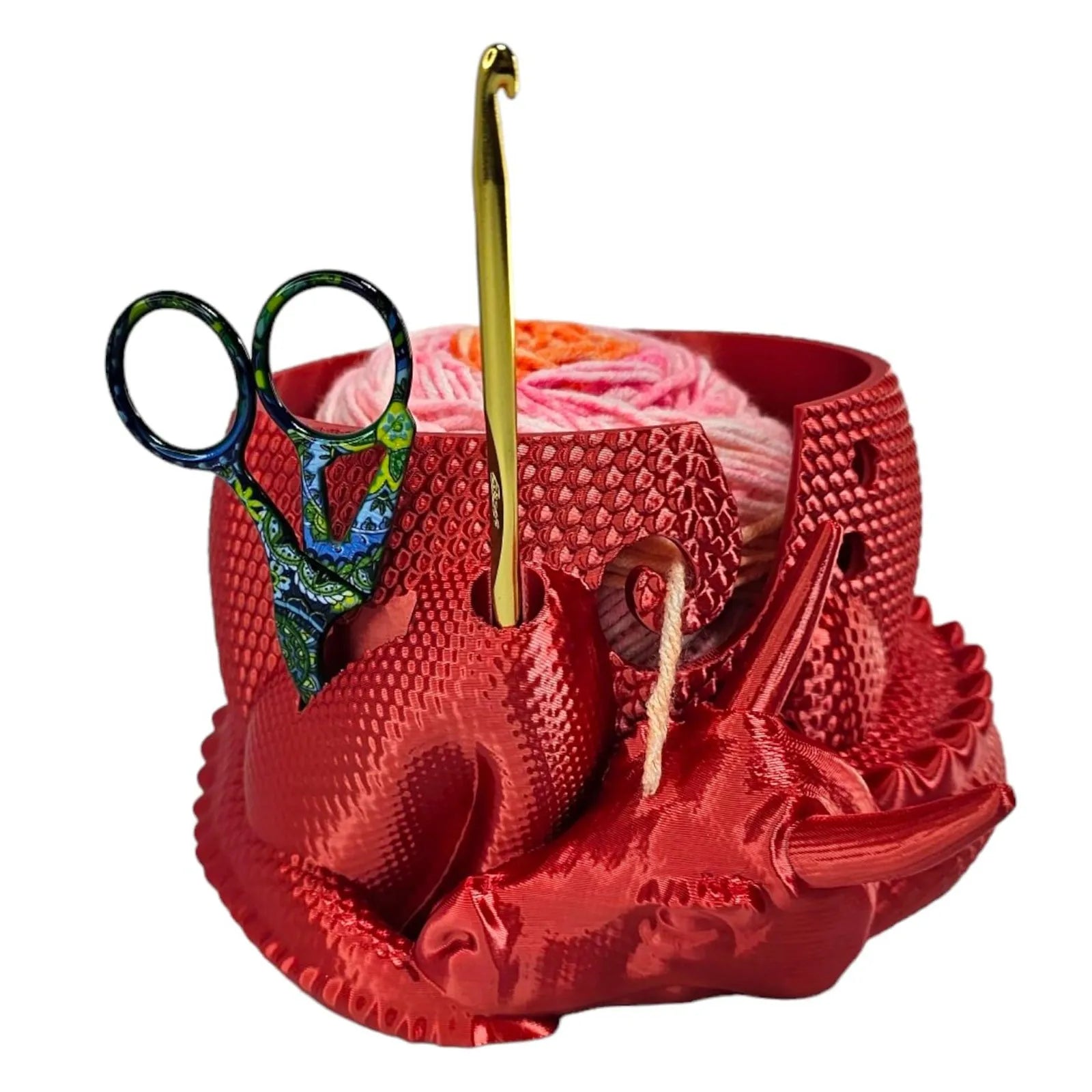 3D Printed Dragon Yarn Bowl – Knitting & Crochet Organizer Yarn Bowl Organizer Oasis Select Red One Size