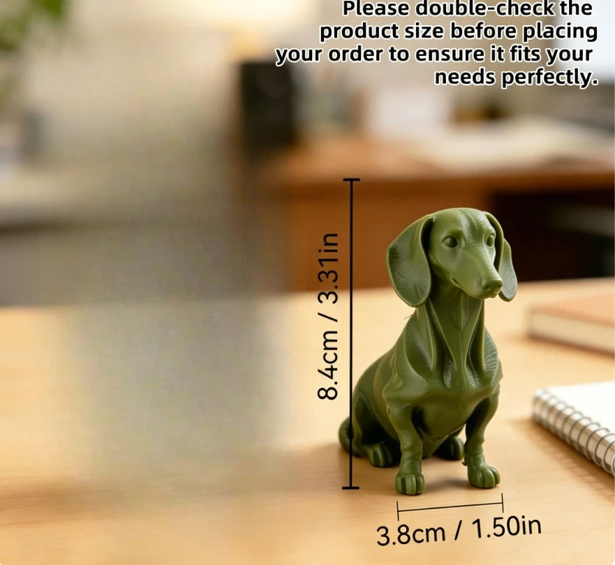 Sitting Dachshund Figurine cute Short-Leg Dog Statue Ornament for DIY customize Pet Lover Gift Modern Aesthetic Room Decor gifts Oasis Select Dachshund green
