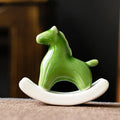 Ceramic Pendant Bridle Path Successful Creative Rocking Horse Home Tea Pet Desktop Pendant Decoration Home Decor Oasis Select Green 10.5x9.5cm