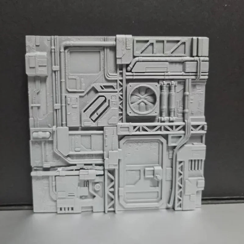 Sci-Fi Spaceship Interior Wall Tile - Industrial Futuristic Station Panel, Cyberpunk Terrain Base for Miniature Scenery Oasis Select