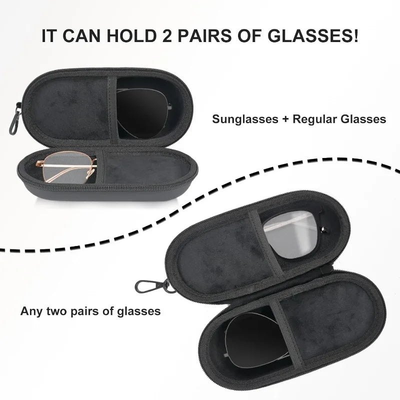 1pc Double Mirror Box,Eyewear Storage Box for Glasses and Glasses with Clip and Zipper Closure,Portable Sunglasses Holder,Color Oasis Select
