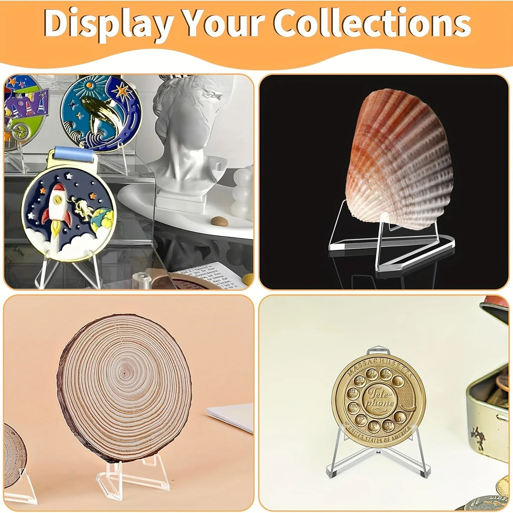 10/30pcs Transparent Acrylic Coin Display Stand Trading Card Stand Commemorative Coin Mini Stand Badge Stand Ornament Oasis Select