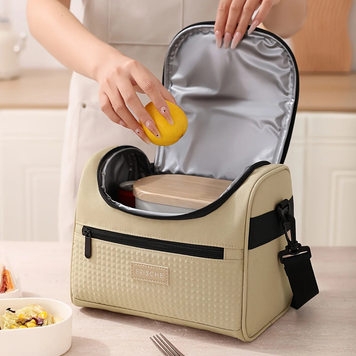 Large Capacity Insulated Lunch Bag with Multi-Layer Zipper, Waterproof Polyester Lunch Tote Thermal Insulation Bag Lunch Bags Oasis Select