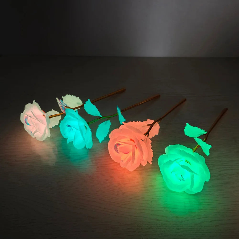 2024 Luminous Rose Valentine's Day Present Gifts Eternal Rose Flower Simulation 24k Gold Foil Rose Mother's Day Gifts Oasis Select