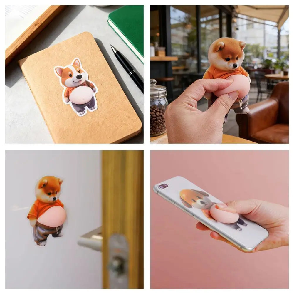 3D Shiba Inu Belly Squeeze Toy & Door Stopper – 2 Pack Novelty Squeeze Toy Oasis Select