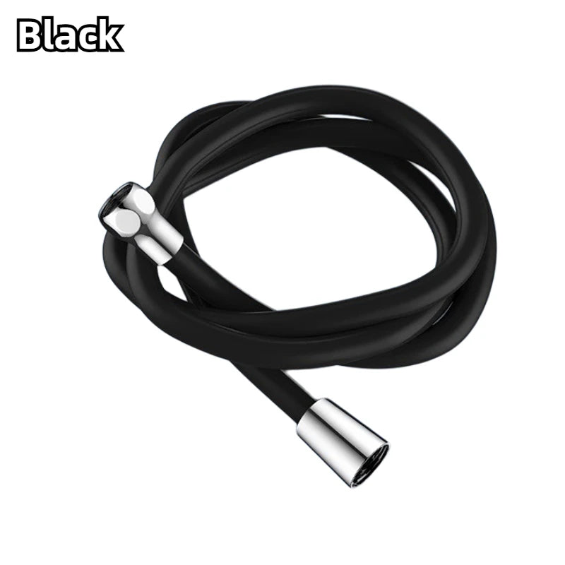 1.5/2M Bathroom Silicone Shower Tube Bend Arbitrarily Hose Explosion Proof Anti-winding Shower Hose Bathroom Faucet Accessories Oasis Select black 2M