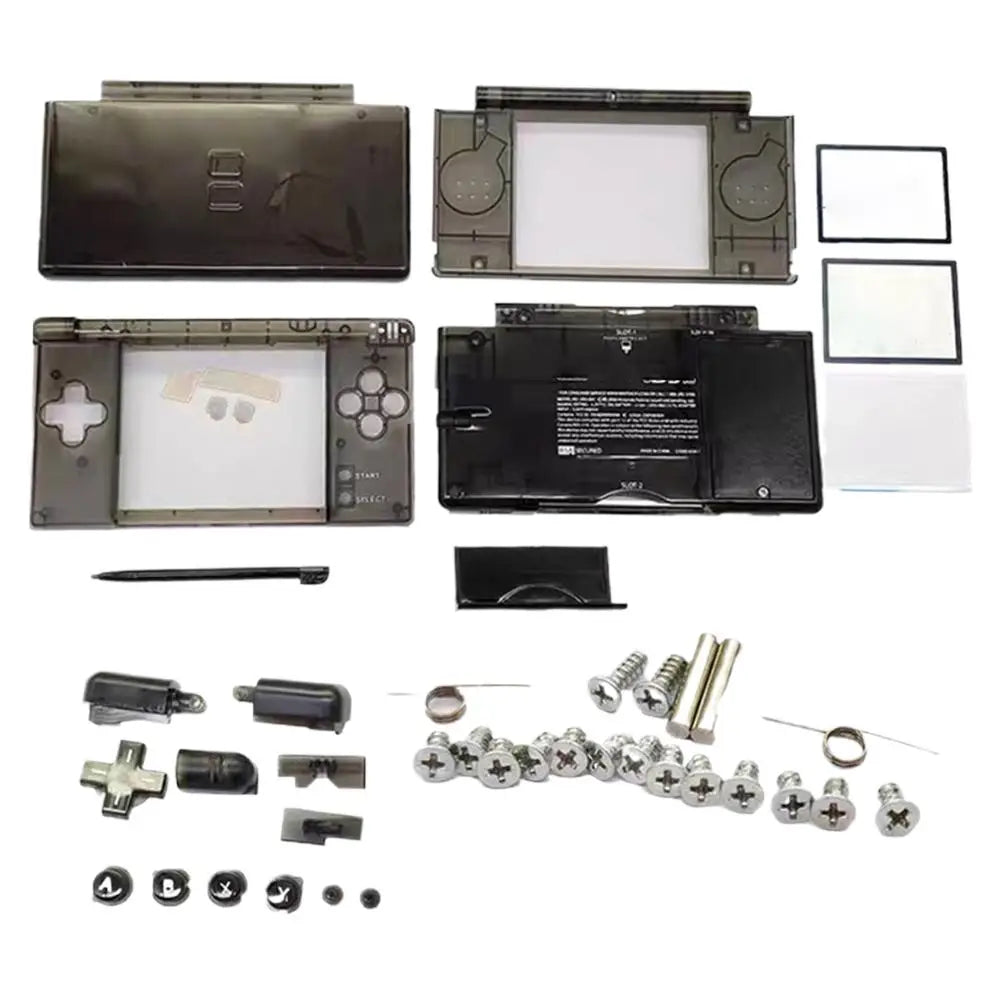 Case DIY Kit for Nintendo DS Lite Transparent Replacement Full Housing Shell, DIY Repair Shell Replacement Kit for NDSL, 1Set Oasis Select Black