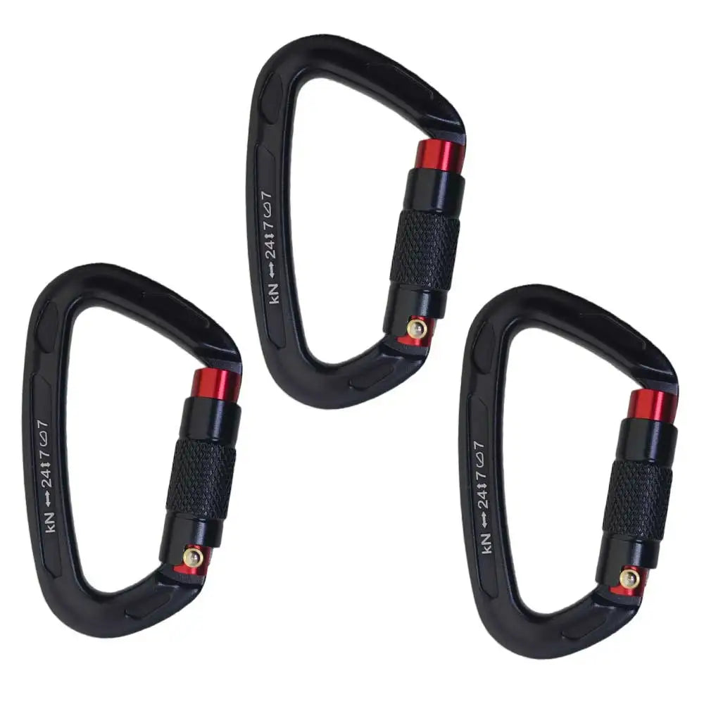 24KN Auto Locking Gate Carabiner Outdoor D-ring Buckle Climbing Rappelling Rigging Hammocks Locking Clip Oasis Select Black Red 3