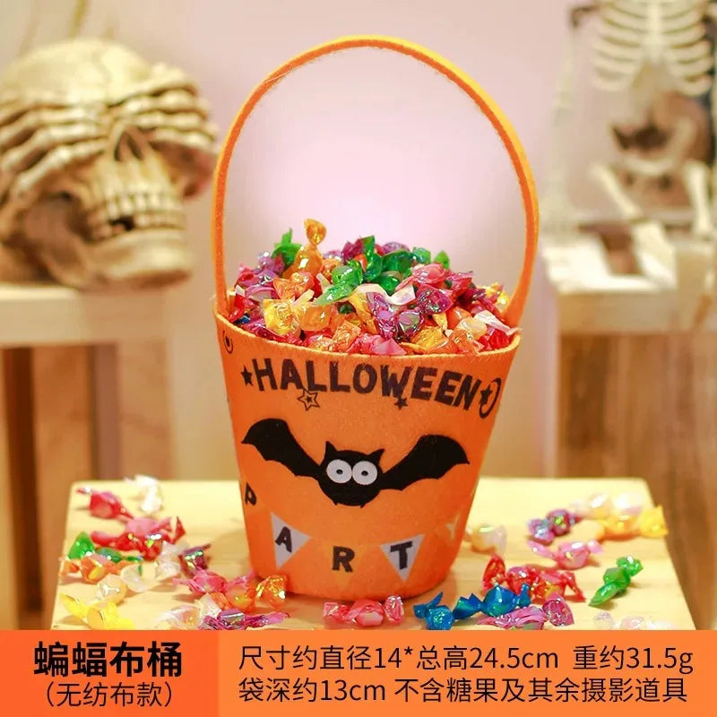 Halloween Theme Candy Bucket Bag Portable Candy Basket Kids Trick or Treat Bucket Halloween Party Decoration Supplies Oasis Select C