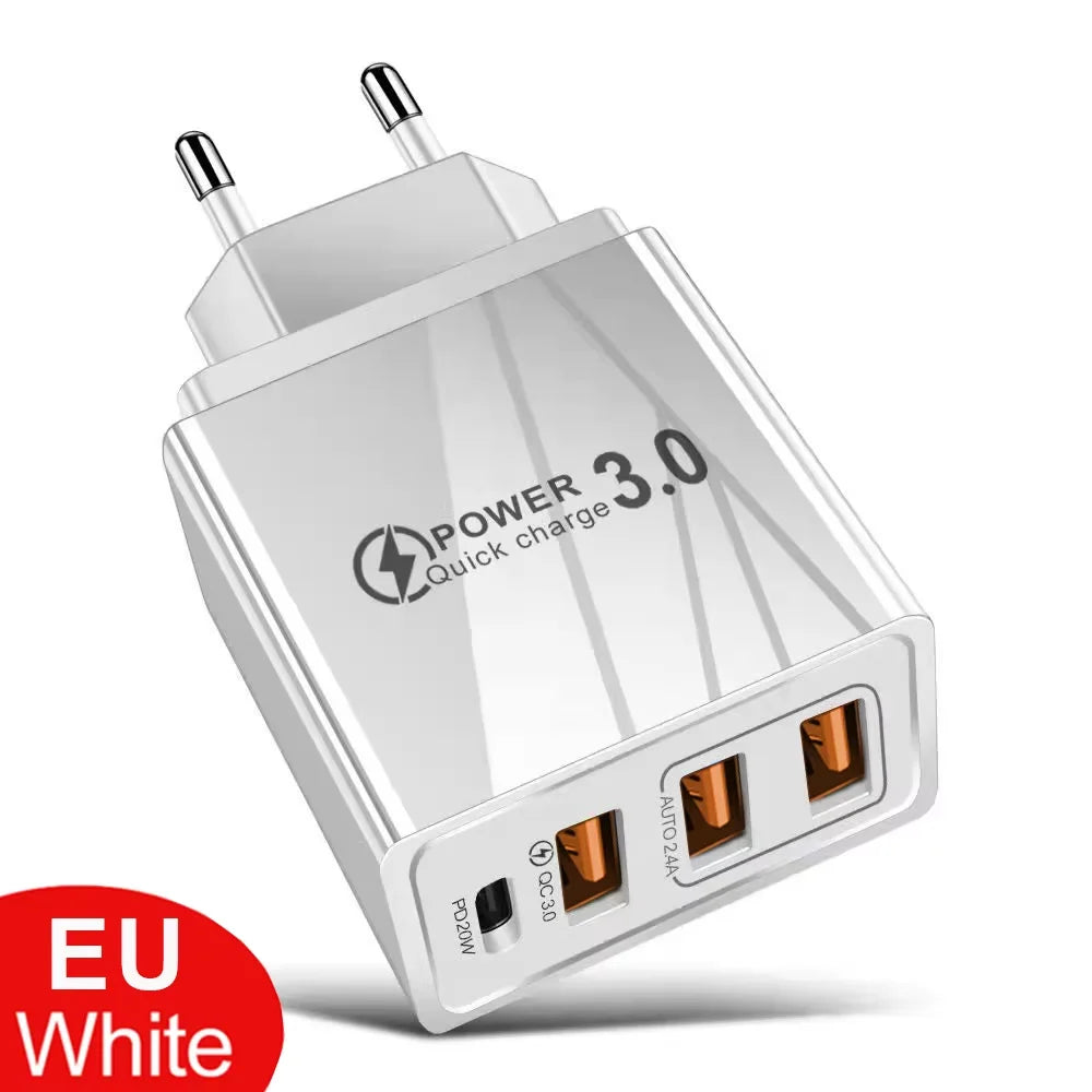 20W USB Charger QC 3.0 Type C PD Fast Charge For iPhone 12 13 Max Samsung S21 Huawei Xiaomi Mobile Phone EU/US Plug Wall Charger Oasis Select WHITE EU PLUG