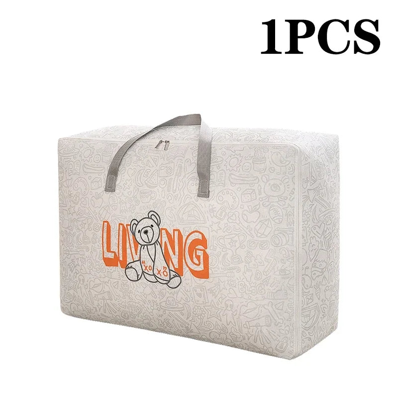 1-5Pcs Clothes Quilt Storage Bag Waterproof Moistureproof Large Capacity Luggage Bag Packing Bag Thickened Non-woven Storage Bag Oasis Select L 1PCS