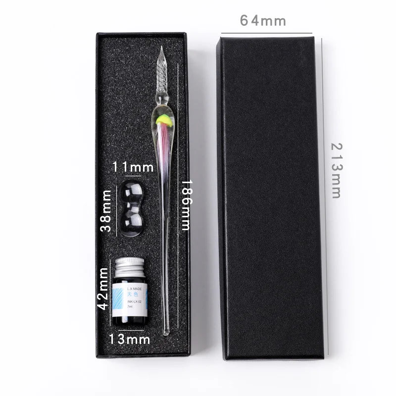 Jellyfish Dip Pen Three-Piece Glass Pen Set Sign Pen Crystal Student Glass Pen Stationery Gift Pen Oasis Select 8