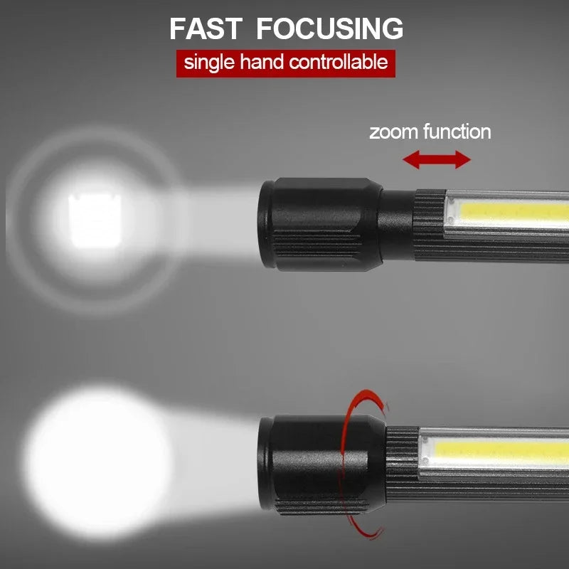 Rechargeable Zoom LED Flashlight Handheld Torch with 3 Modes Waterproof High Power Light Hand Lamp For Working Outdoor Camping Oasis Select