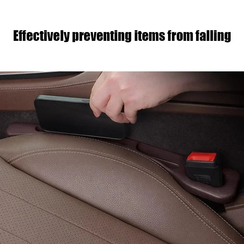 2Pcs Car Seat Gap Filler Organizer PU Waterproof Universal Car Seat Gap Anti-leak Stopper Strip 2Slot Seat Gap Storage Organizer Oasis Select