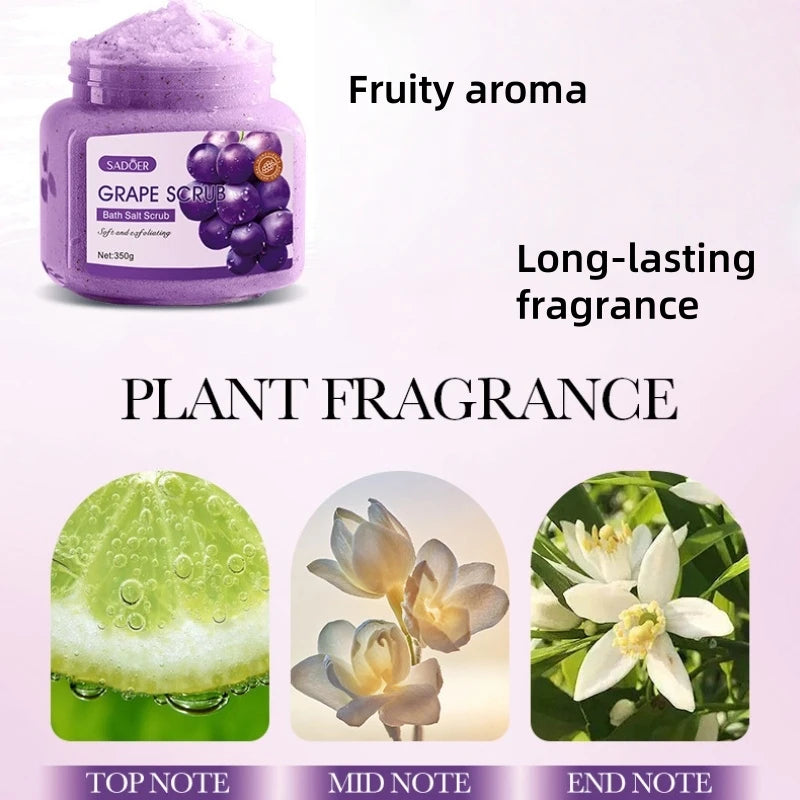 SADOER Grape Bath Salt Scrub 350g – Body & Face Exfoliant Body Salt Scrub Oasis Select