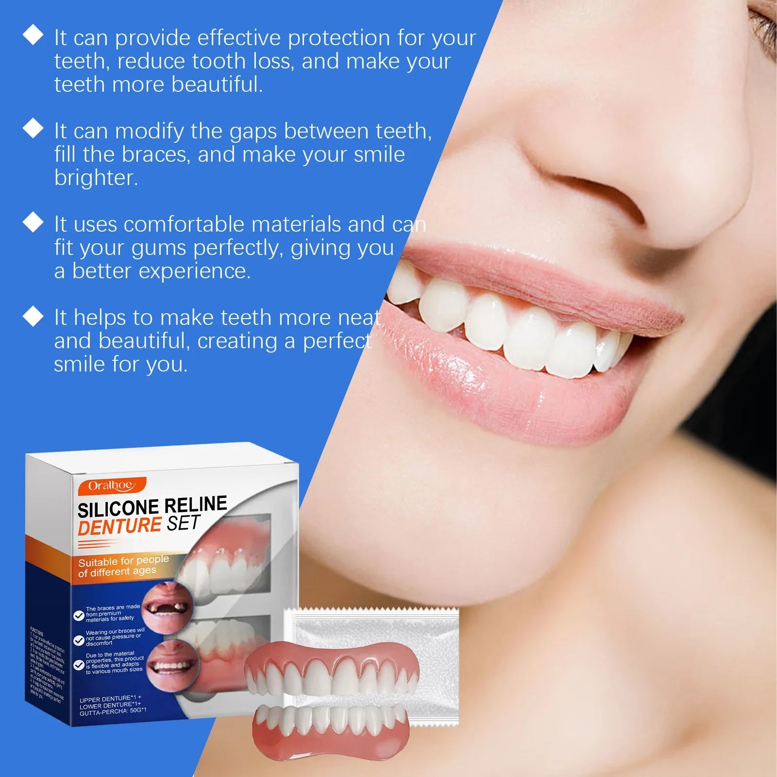 Denture Silicone Kit Denture Silicone Liners Soft Denture Kit Soft Denture Kit Teeth Upper And Lower Set Easy Use Braces Oasis Select