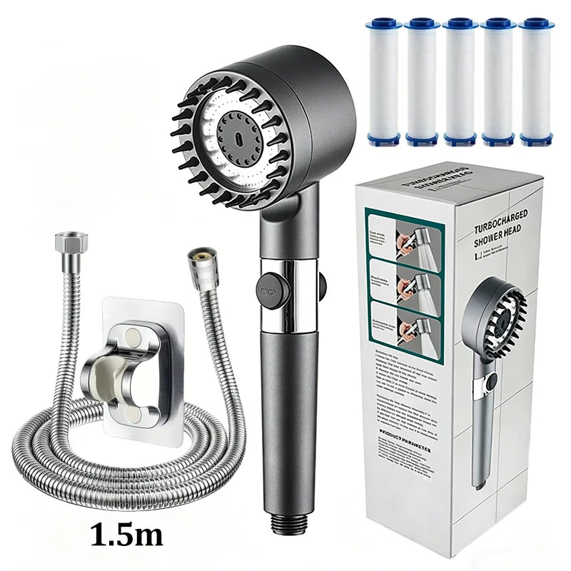 3-Mode High Pressure Filter Shower Head | One-Click Stop