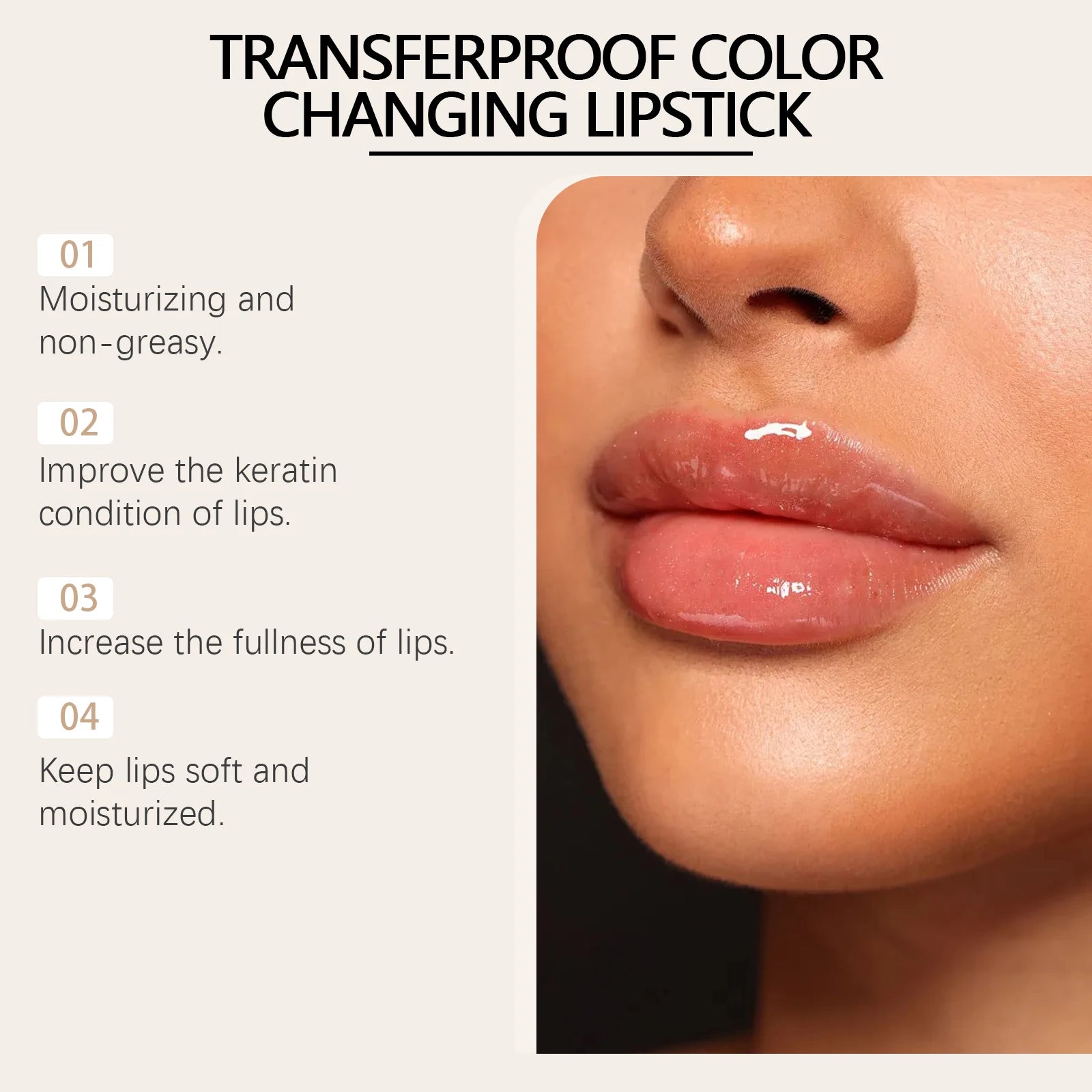 Gold foil color-changing nourishing lipstick Nourishes and moisturizes, gives lips a glossy, glass-like softness, non-greasy lip Oasis Select