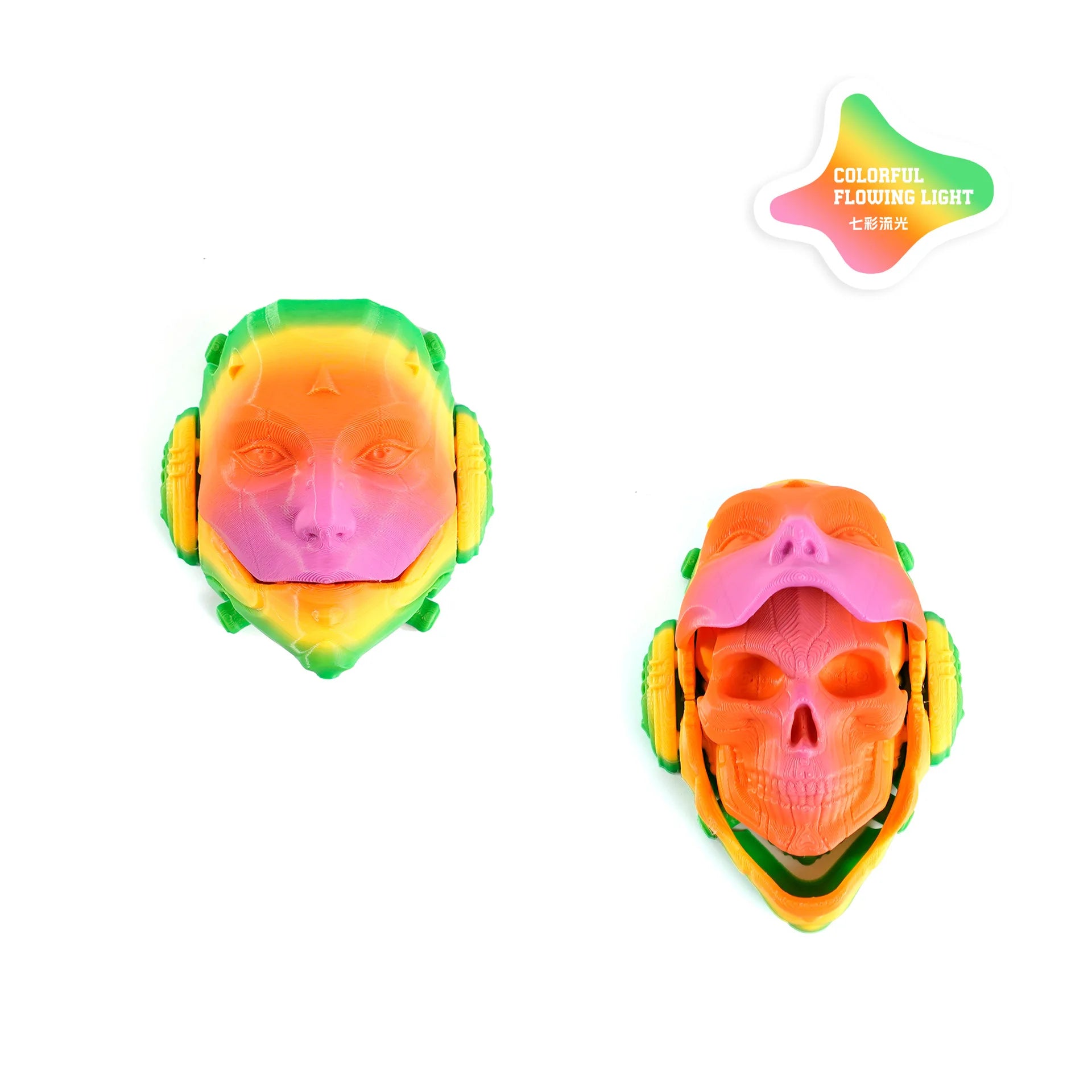 3D Printed Machined Mask Skull Mask Flip Keychain Creative Bag Pendant Car Keychain Desktop Ornament Funny Gift Miniatures Oasis Select E