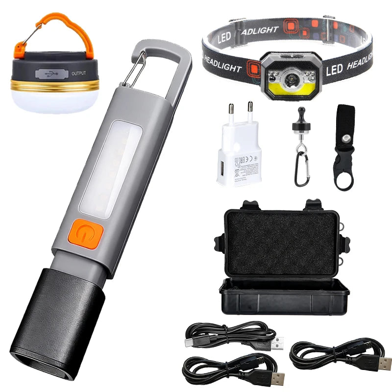Zoomable XPE COB LED Flashlight | IPX7 Waterproof Rechargeable