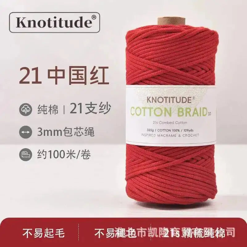 Macrame Braid Cotton Cord 109Yards Pure Rope Bracelet Knots DIY Craft