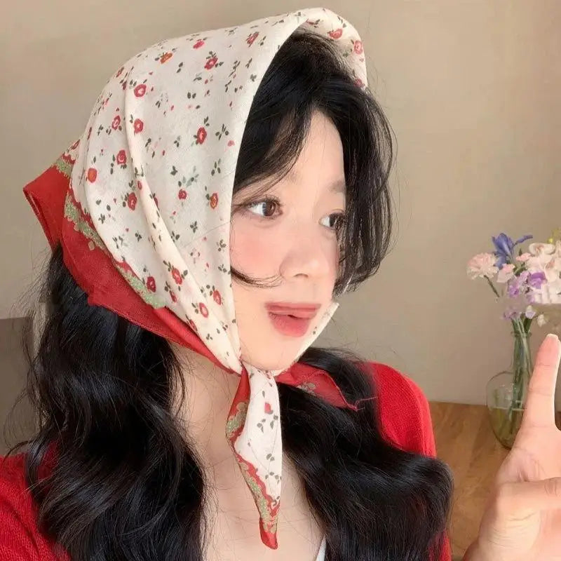 Vintage Floral Headscarf Women Bandana Head Wrap Hair Clips Headwear Summer Travel Beach Hair Accessories Oasis Select A2