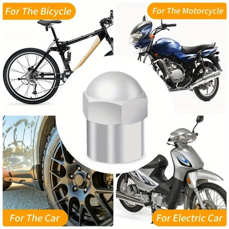 Car Tire Valve Caps 10/50pcs Round Head Chrome Plating Dust Proof Covers Cars Motorcycles Bike Tyre Styling Valve Cap Decoration Oasis Select