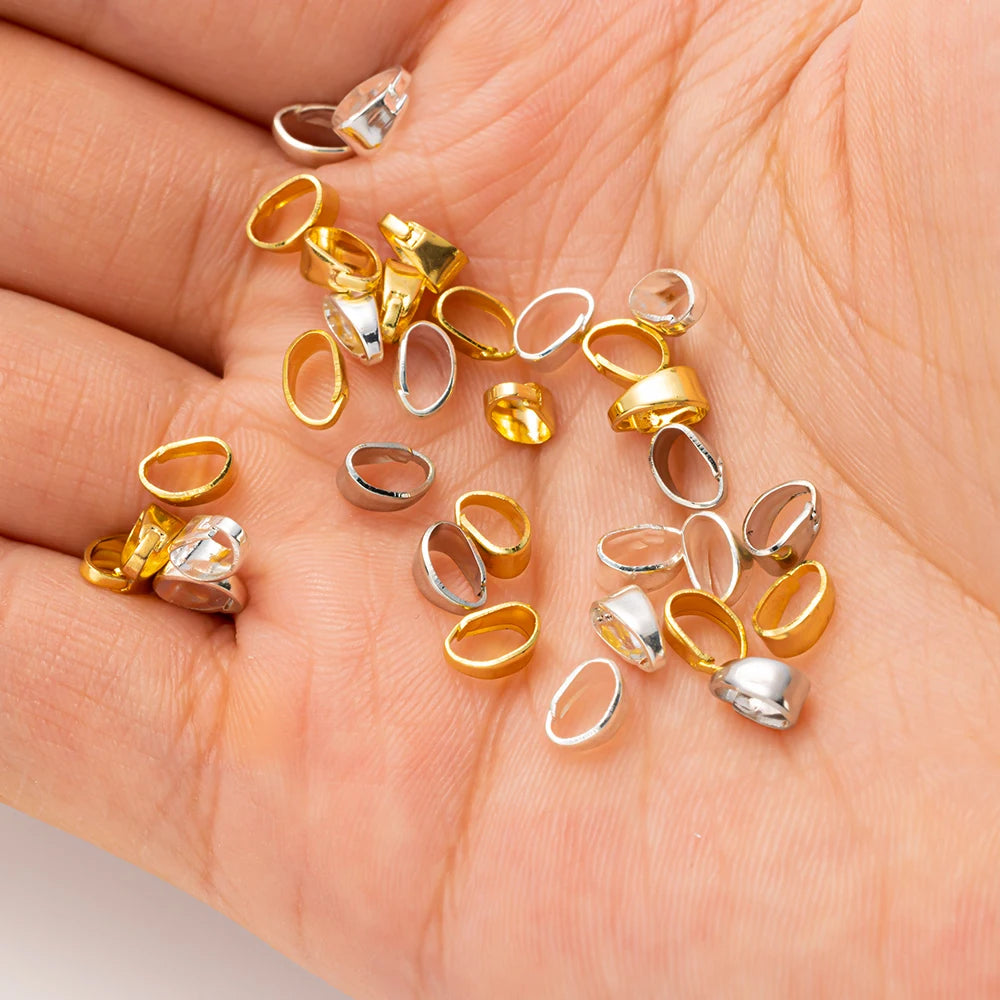 50pcs 18K Gold Plated Pendant Clips Pinch Bail Clasp Hook Connector for Necklaces Bracelets Jewelry Making Supplies Accessories Oasis Select