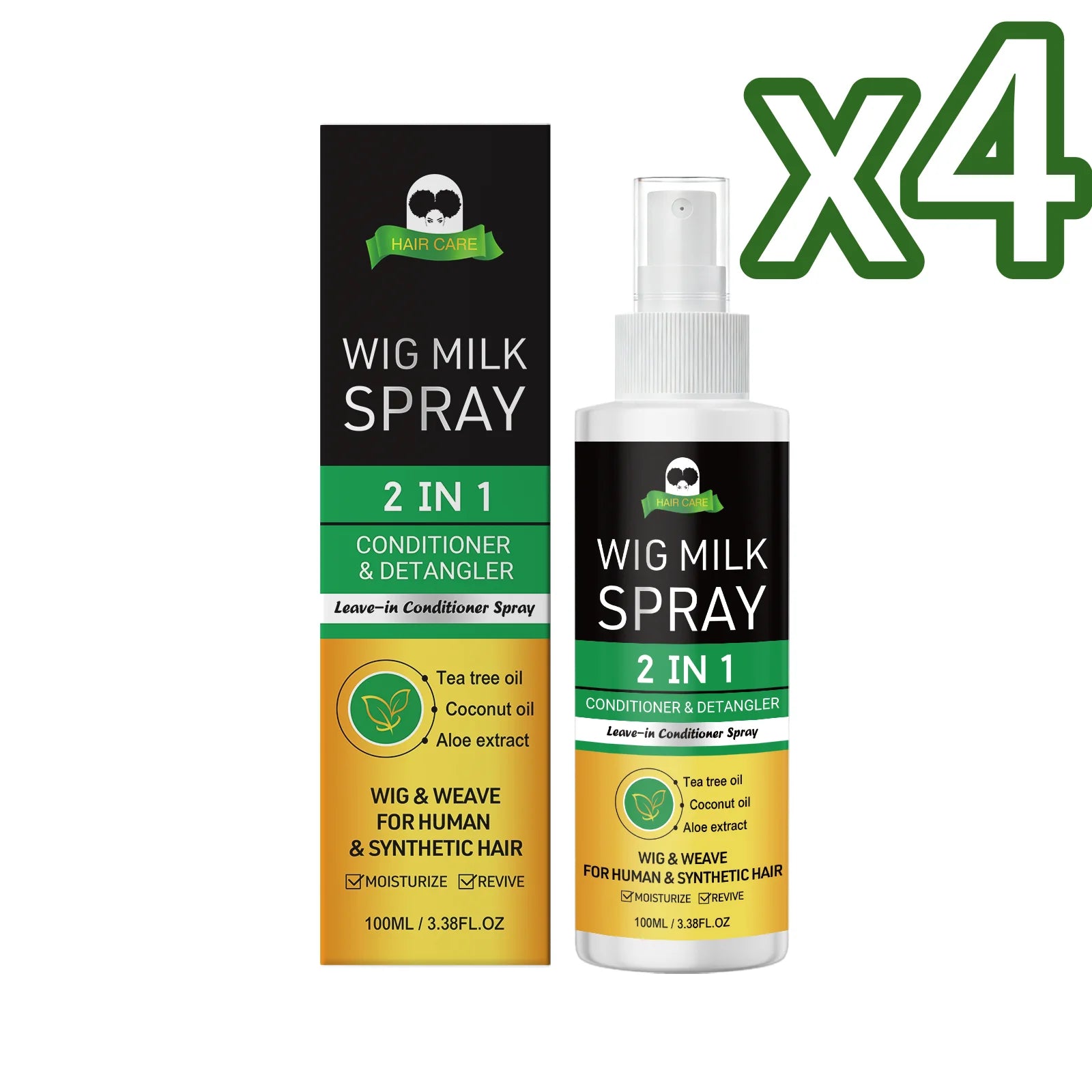 2-in-1 Wig Milk Spray | Anti-Frizz Leave-In Conditioner 100ml Leave-In Hair Spray Oasis Select 100ml Boxed X 4PCS