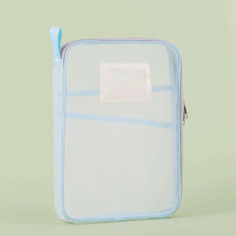 A4 Stationery Storage Bag Double-layer Mesh Zipper Bag Large Capacity Organizer Folders School Office Supplies Stationary Bag Oasis Select Blue 31x23.5x4cm