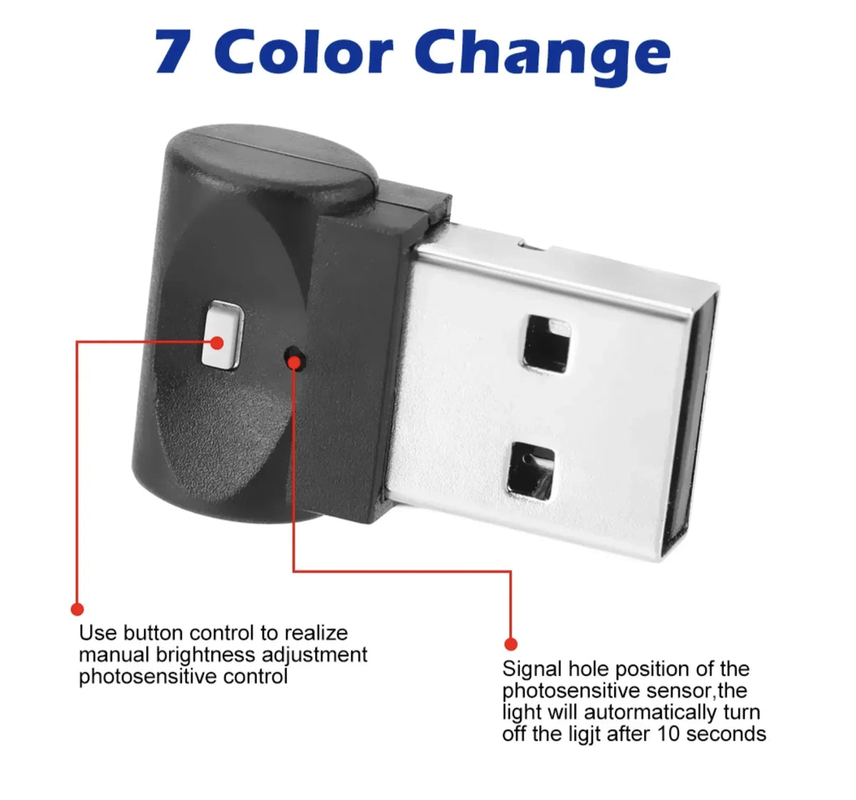 Mini USB LED Car Light Auto Interior Atmosphere Light Emergency Lighting Light rgb Auto Colorful Decorative Lamp Car Accessory Oasis Select