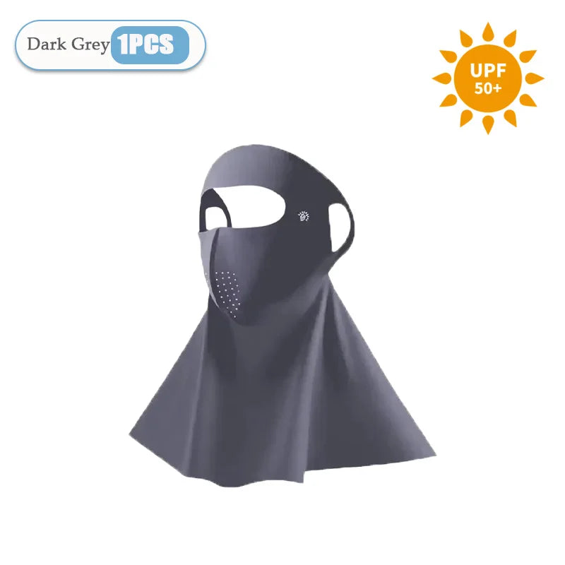1-10PCS 3D Ice Silk Sun Face Mask Women UV Protection Cooling Breathable Dustproof Balaclava for Outdoor Sports Cycling Oasis Select Dark Grey-1PC