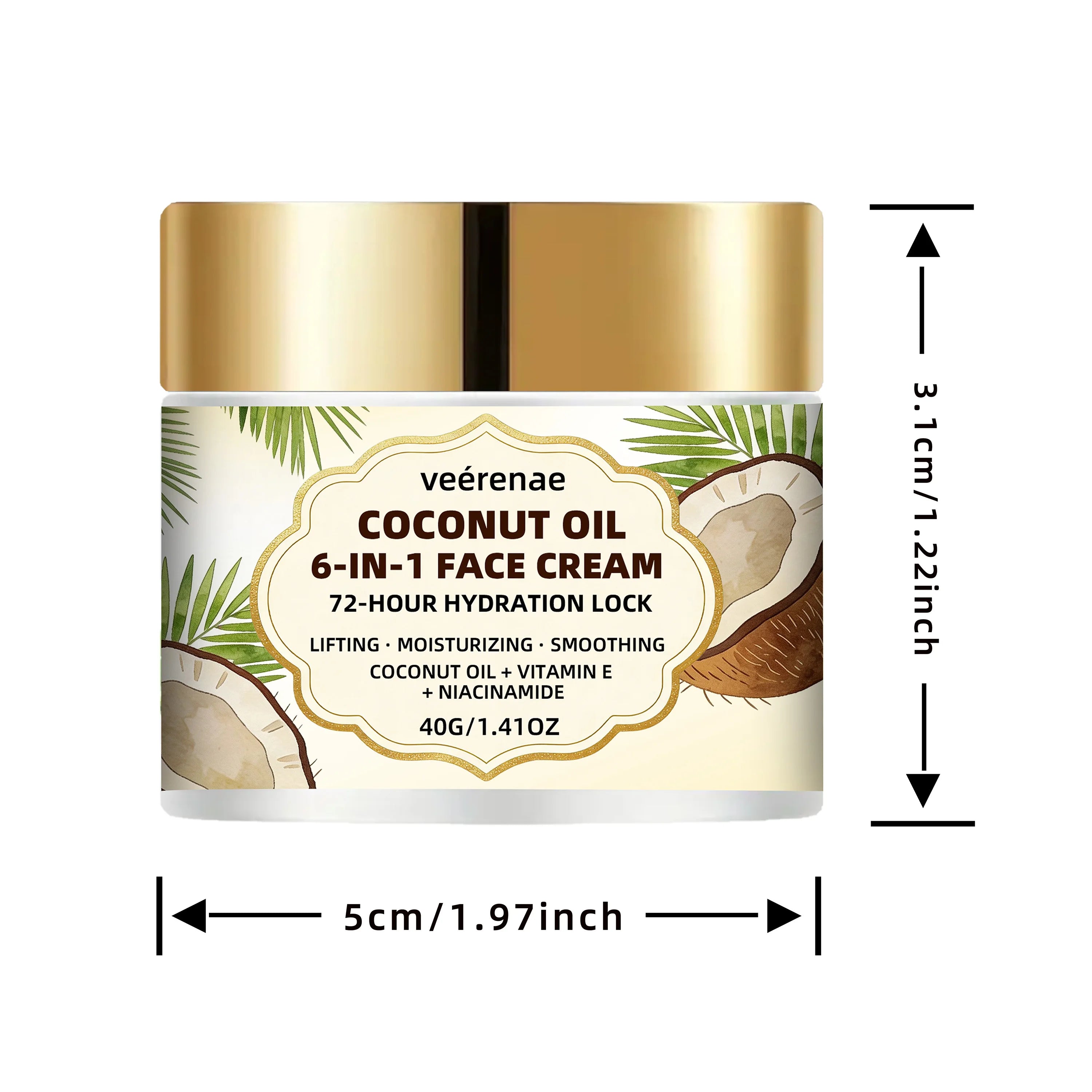 veérenae Coconut Oil 6-in-1 Face Cream – All Skin Types Face Moisturiser Oasis Select 40g