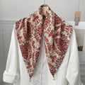 70x70 Retro Print Square Silk Scarf with Magnetic Buckle