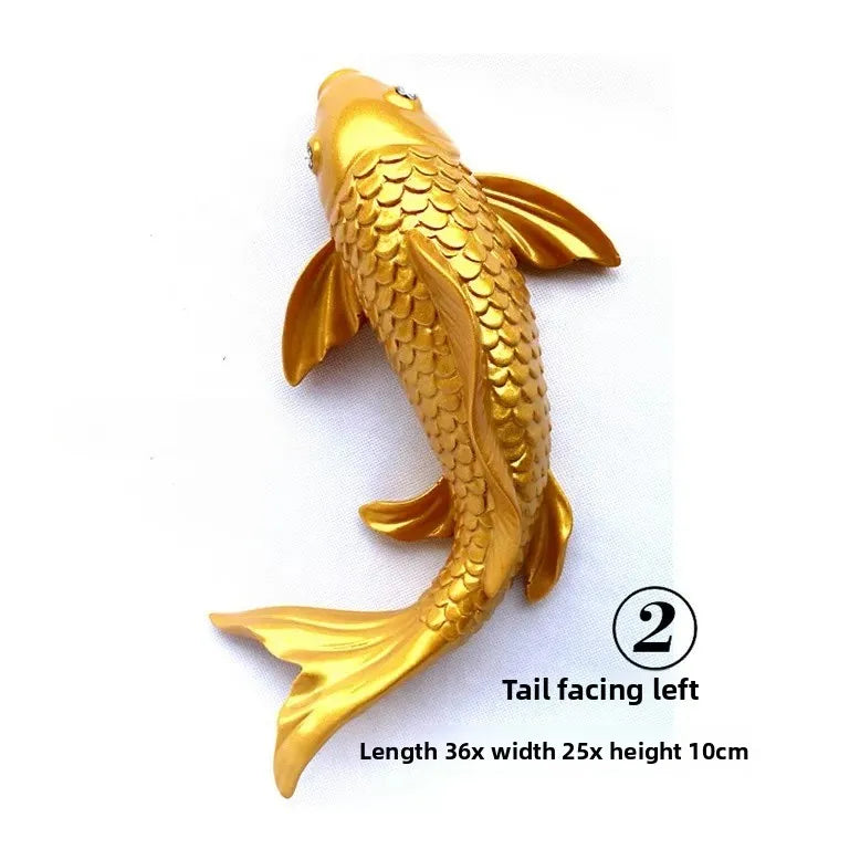 Lucky Koi Fish 3D Wall Decor, Resin Stereoscopic Carp Wall Hanging, Creative Wealth Feng Shui Home Art Wall Sticker Ornament Oasis Select C Left
