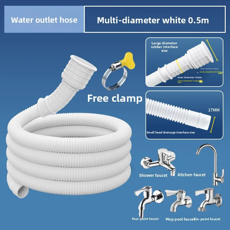 Universal Air Conditioning Drainage Hose Dehumidifier Drain Hose Lengthen 15-20 mm Cuttable Corrugated Drainpipe（White）