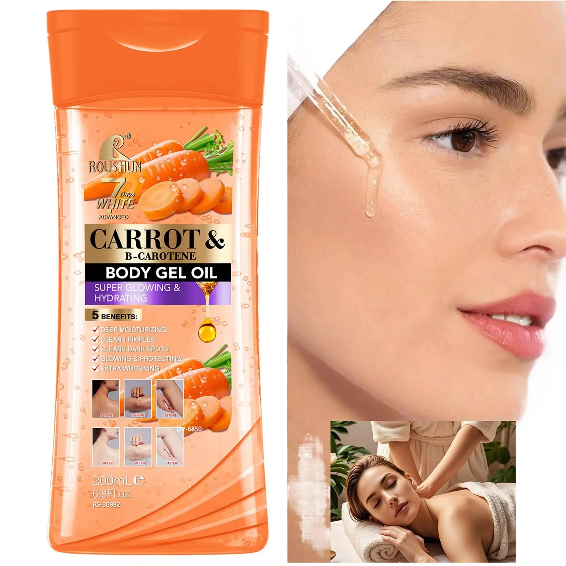 ROUSHUN Carrot Beta-Carotene Body Gel Oil 200ml | Moisturizer