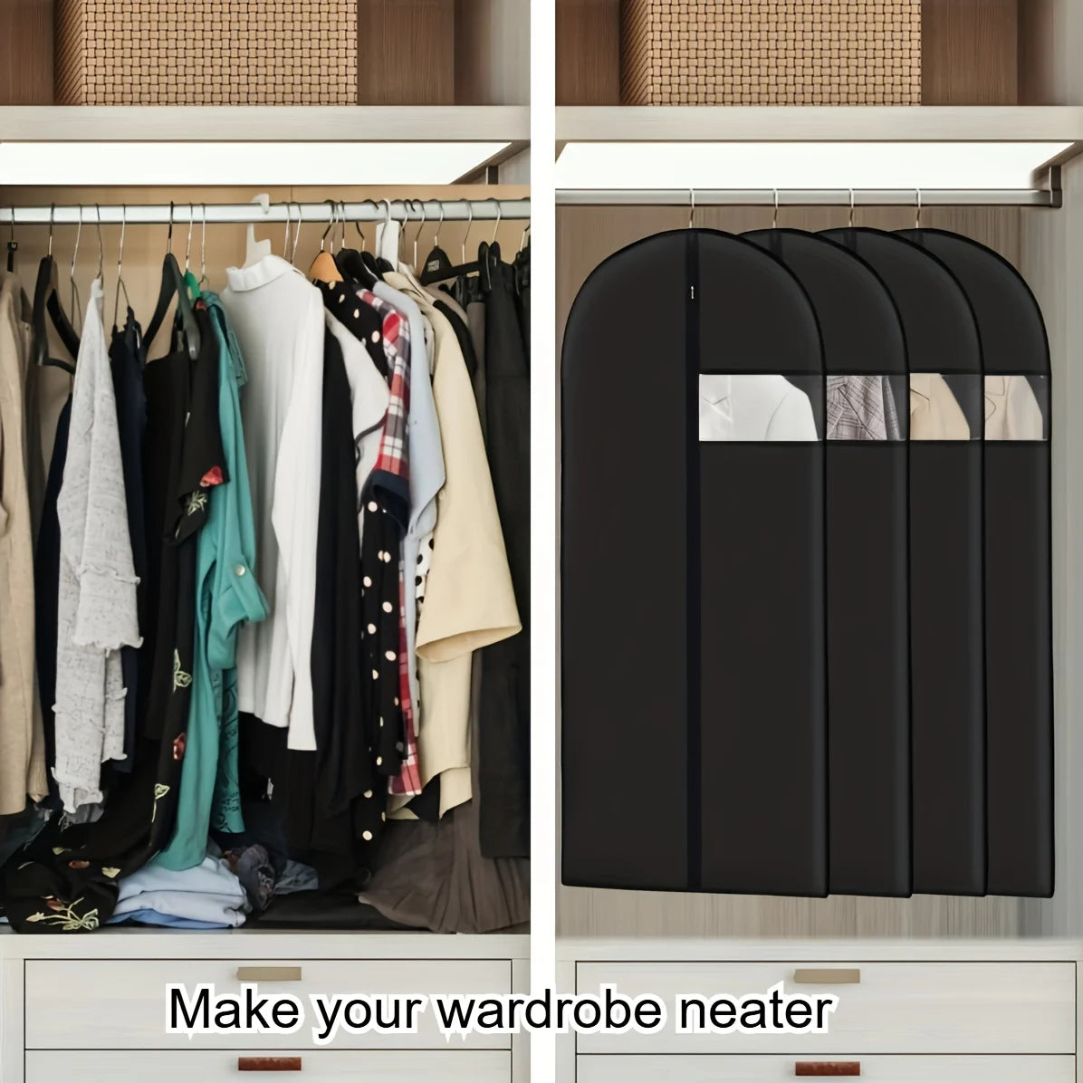1pc Dust-Proof Garment Bags, Zippered Hanging Clothing Organizer,Space-Saving Protective Cover for Wedding Suit Travel Wardrobe Oasis Select