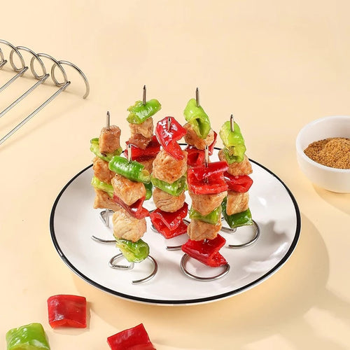 10/5pcs Multifunctional 304 Stainless Steel Barbecue Skewers Air Fryer Oven Vertical Baking Needle Reusable Food Grade Material Oasis Select