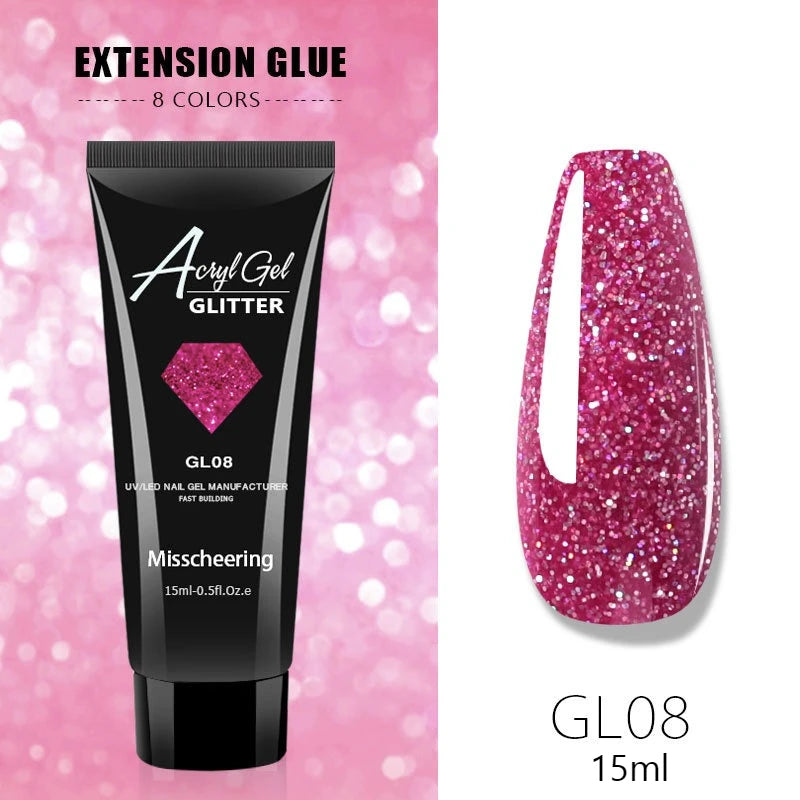 30ml/15ml Nail Extension Gel Nail Build Poly Nail Acrylic Gel UV LED Quick Extension of Crystal Model Painless Crystal Glue Oasis Select GL08