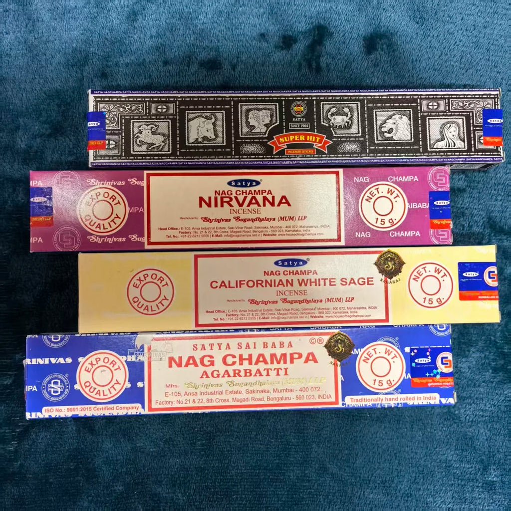 Satya Sai Baba Incense Sticks Hand-Rolled 15g*4boxes , Multiple Scents: Sandalwood, Dragon's Blood, Super Hit, NAGCHAMPA,etc. Oasis Select mixed 1