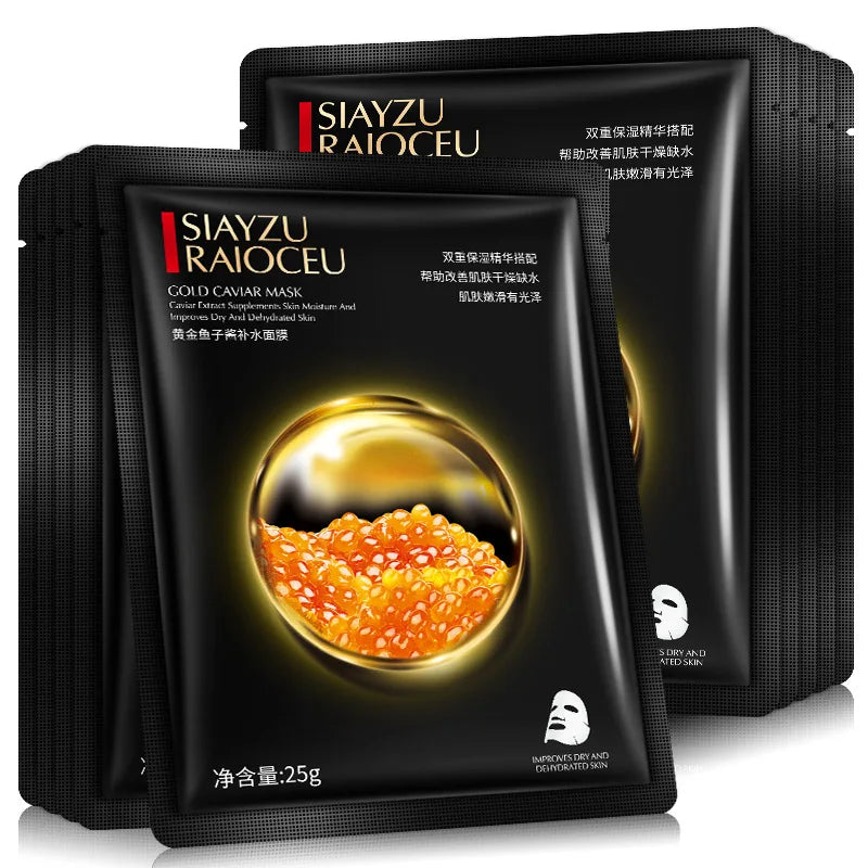 Golden Caviar Anti-Aging Moisturizing Face Mask Sheets – 10 Pack Sheet Face Mask Oasis Select